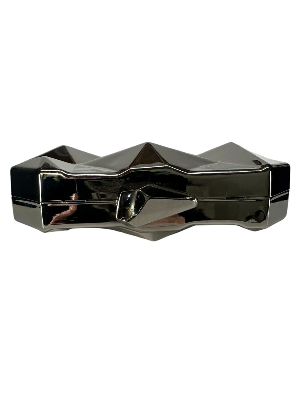 Silver / Small Geometric Clutch / Modern Futuristic Avant Garde Goth Glam Formal - Picture 3 of 8
